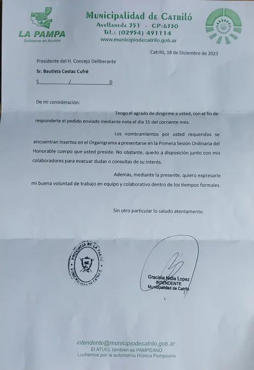 respuesta de Intendenta a Cestac